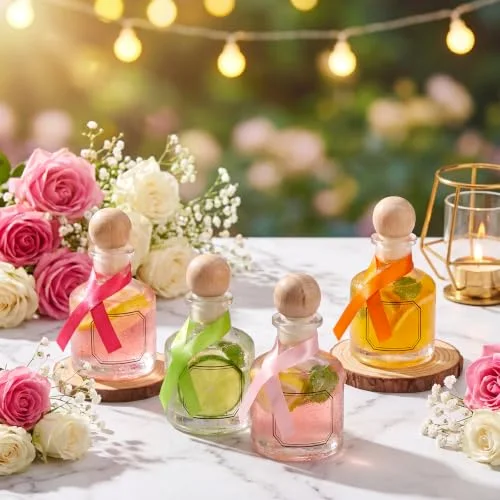 / Liquor Bottles Empty for Drinks Mini Tequila Shot Bottles Liquor with Cork Lids Ribbon Reusable Glass Bottle for Weddings Party Favors DIY Crafts view 3