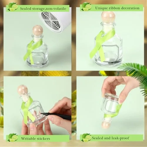 / Liquor Bottles Empty for Drinks Mini Tequila Shot Bottles Liquor with Cork Lids Ribbon Reusable Glass Bottle for Weddings Party Favors DIY Crafts view 4