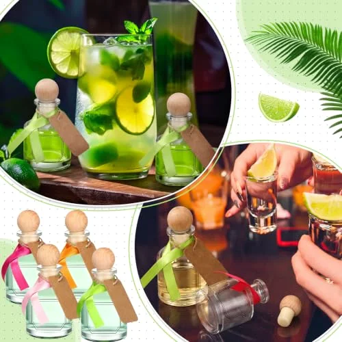/ Liquor Bottles Empty for Drinks Mini Tequila Shot Bottles Liquor with Cork Lids Ribbon Reusable Glass Bottle for Weddings Party Favors DIY Crafts view 5