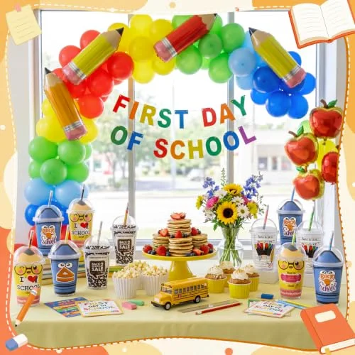 12 Back to School Classroom Student Gifts Bulk First Day of School Favors with Cups Notebooks Pencils Silicone Bracelet Erasers for Class Exchange Gift Goodie Bag Fillers (Mixed Style) view 2
