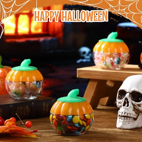 / Plastic Pumpkin Jar with Lids Halloween Pumpkin Candy Jar Small Cookie Containers Potion Bottles for Drinking Thanksgiving Gift Autumn Party Decoration view 9