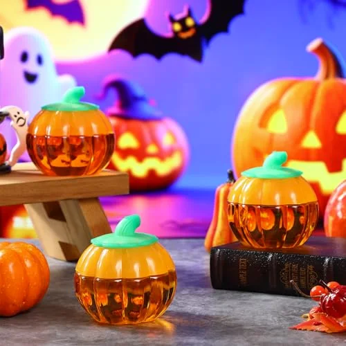 / Plastic Pumpkin Jar with Lids Halloween Pumpkin Candy Jar Small Cookie Containers Potion Bottles for Drinking Thanksgiving Gift Autumn Party Decoration view 10