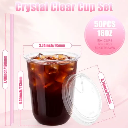Plastic Cups with Lids and Straws Straw view 8