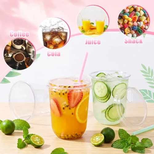 Plastic Cups with Lids and Straws Straw view 10