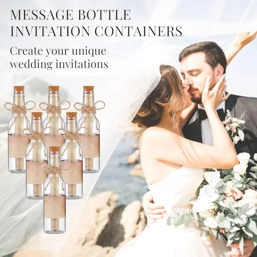 Message Bottles with Letter Printer Paper Plastic Bottles & Corks Twines for Message Invitations Birthday Wedding Baby Shower DIY Crafts Gift Party Favors (Vintage) view 3