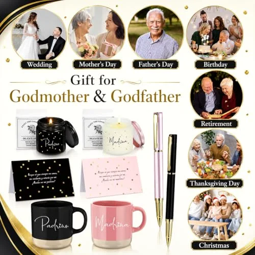 Godparents Proposal Gift Madrina Padrino Mug Will You Be My Godparents from Godchild Card Scented Candle Jar Pen Baptism Gift for Godmother Godfather (Spanish) view 5